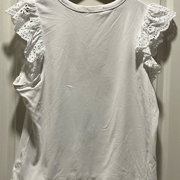 Free Assembly White Eyelet Ruffle Sleeve Top XXL Size 20 Cotton - Picture 3 of 6